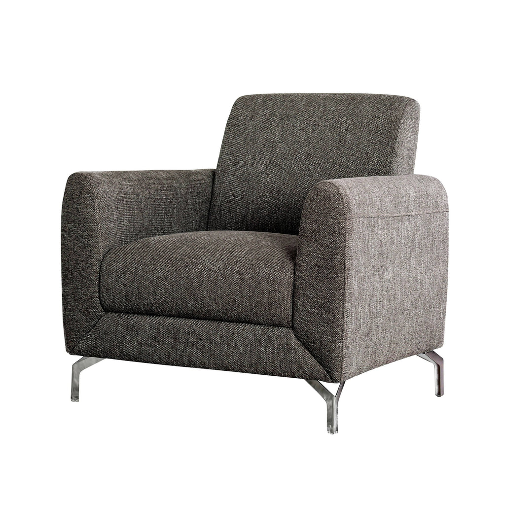 Brown Linen Fabric Padded Armchair R559