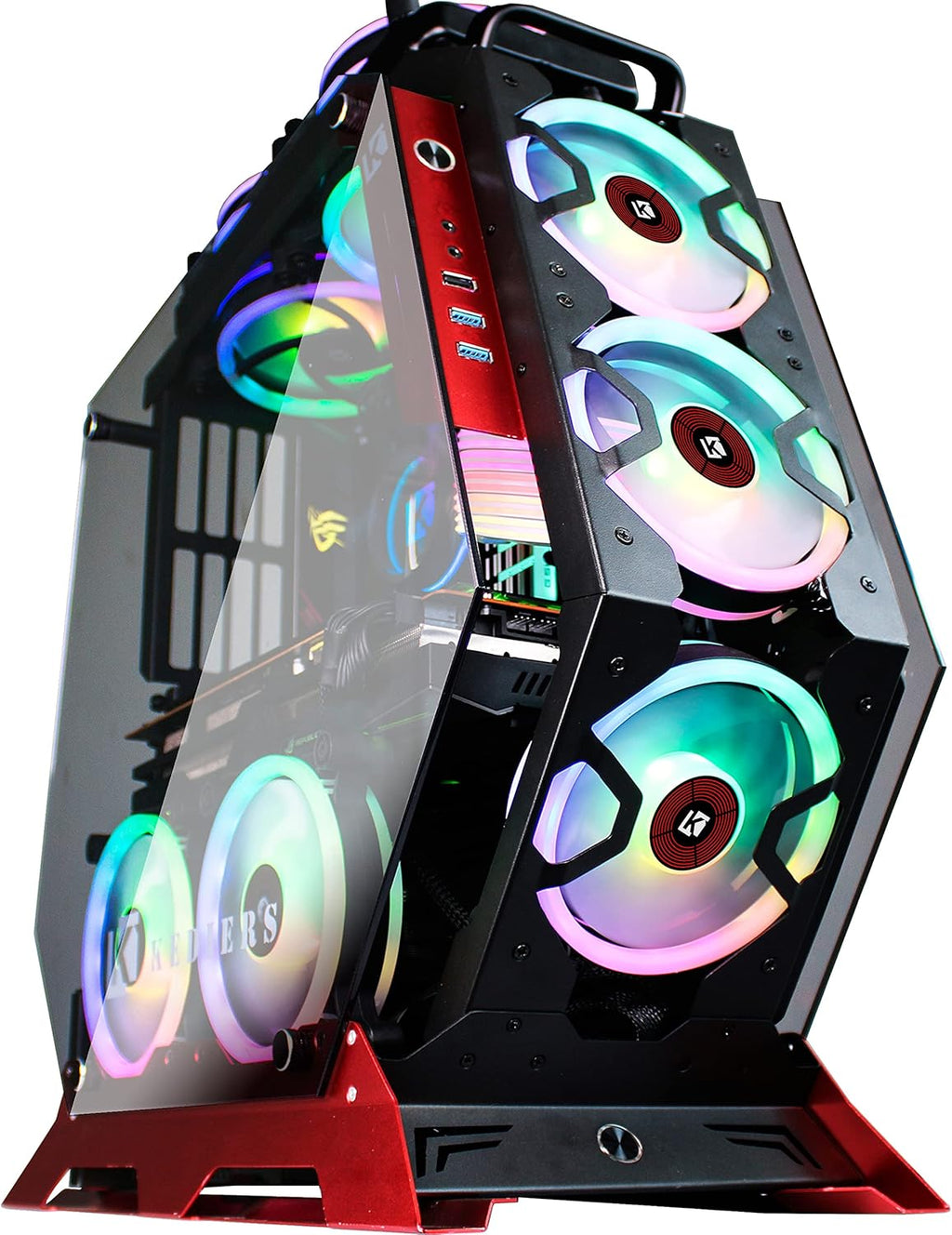 ATX Tower Tempered Glass Gaming PC Case with 7 RGB Fans Y275