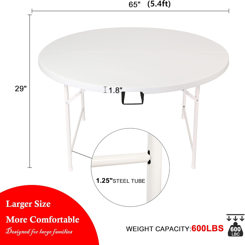 53” Round Folding Plastic Dining Table White I586