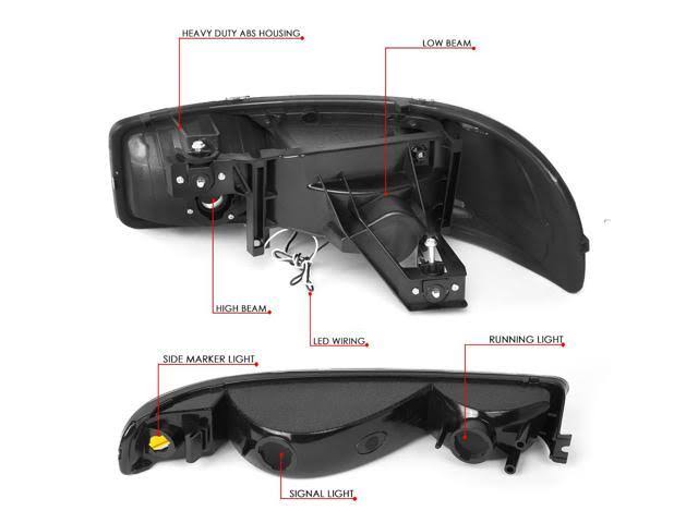 Black Housing Clear Corner LED DRL Headlight Bumper Lamp O67293