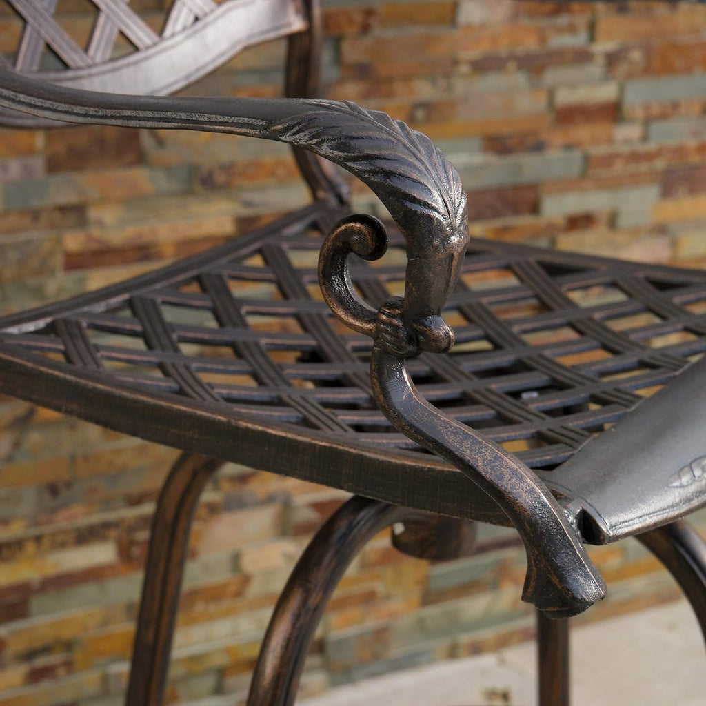 Cast Aluminum Bar Stools, 2-Pcs Set, Shiny Copper I96562