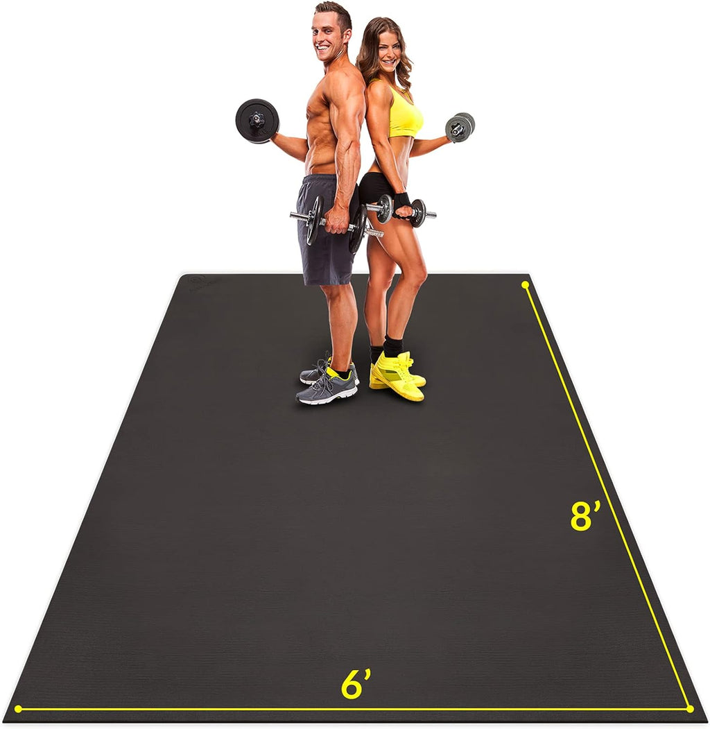 Large 8 x 6 ft 7mm Thick Non-Slip Rubber Exercise Mat J19544