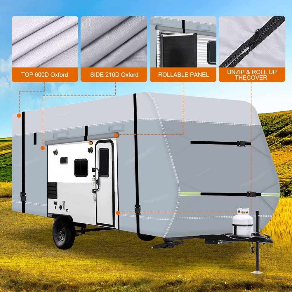 600D Waterproof Oxford Travel Trailer RV Cover 26'1''-28'6'' T75816