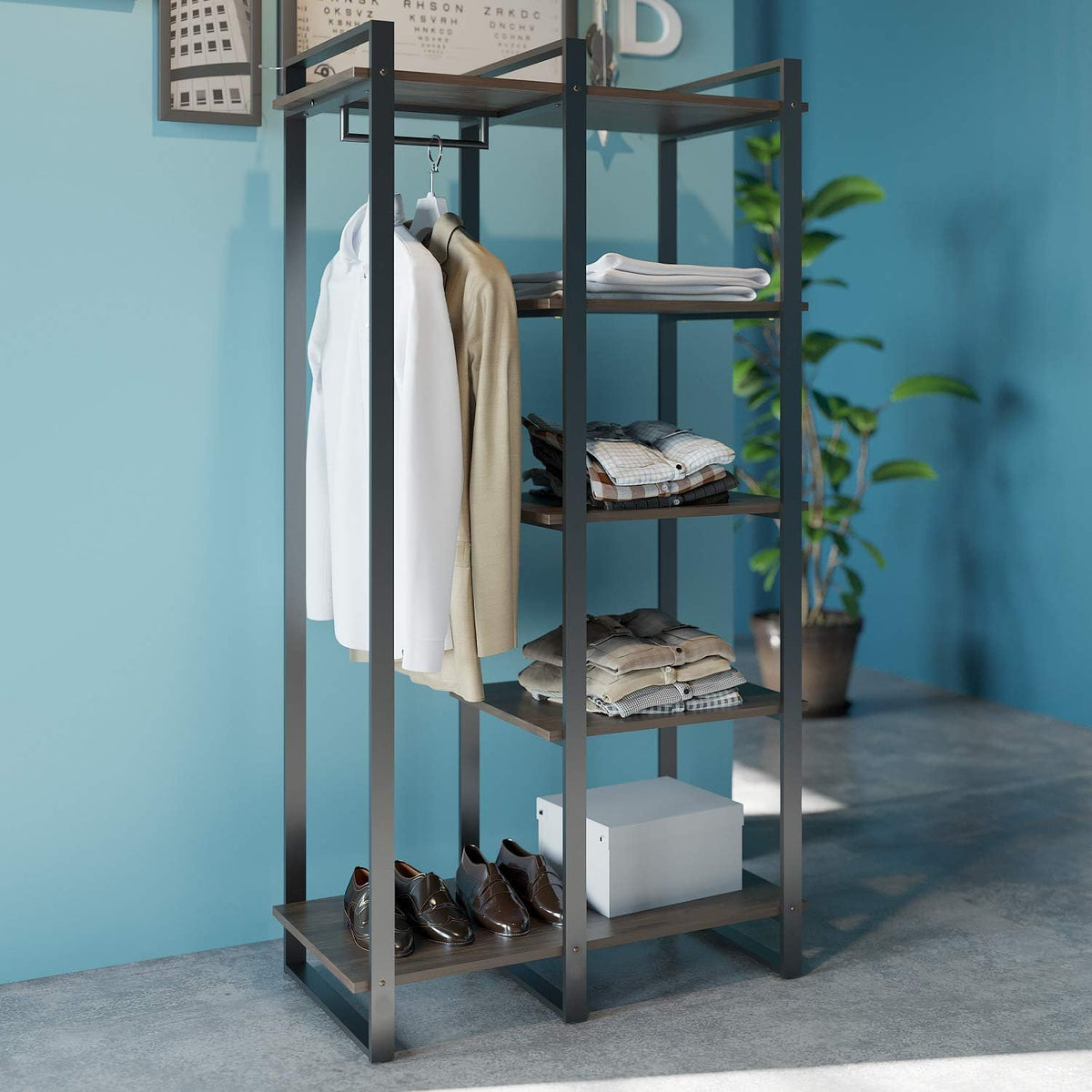 Queen Metal and Wood Platform Bed Frame Z2836