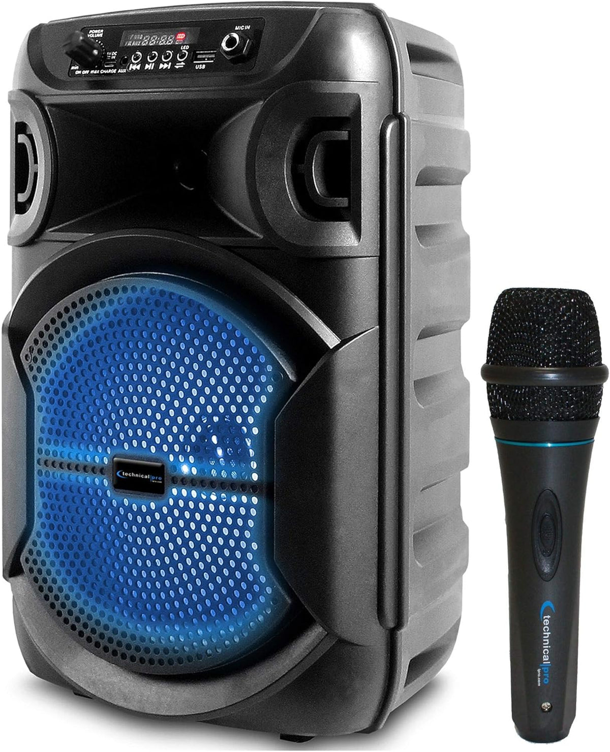 8 Inch Portable Bluetooth Speaker with Woofer & Tweeter and Wired Microphone Pack of 2 X569003