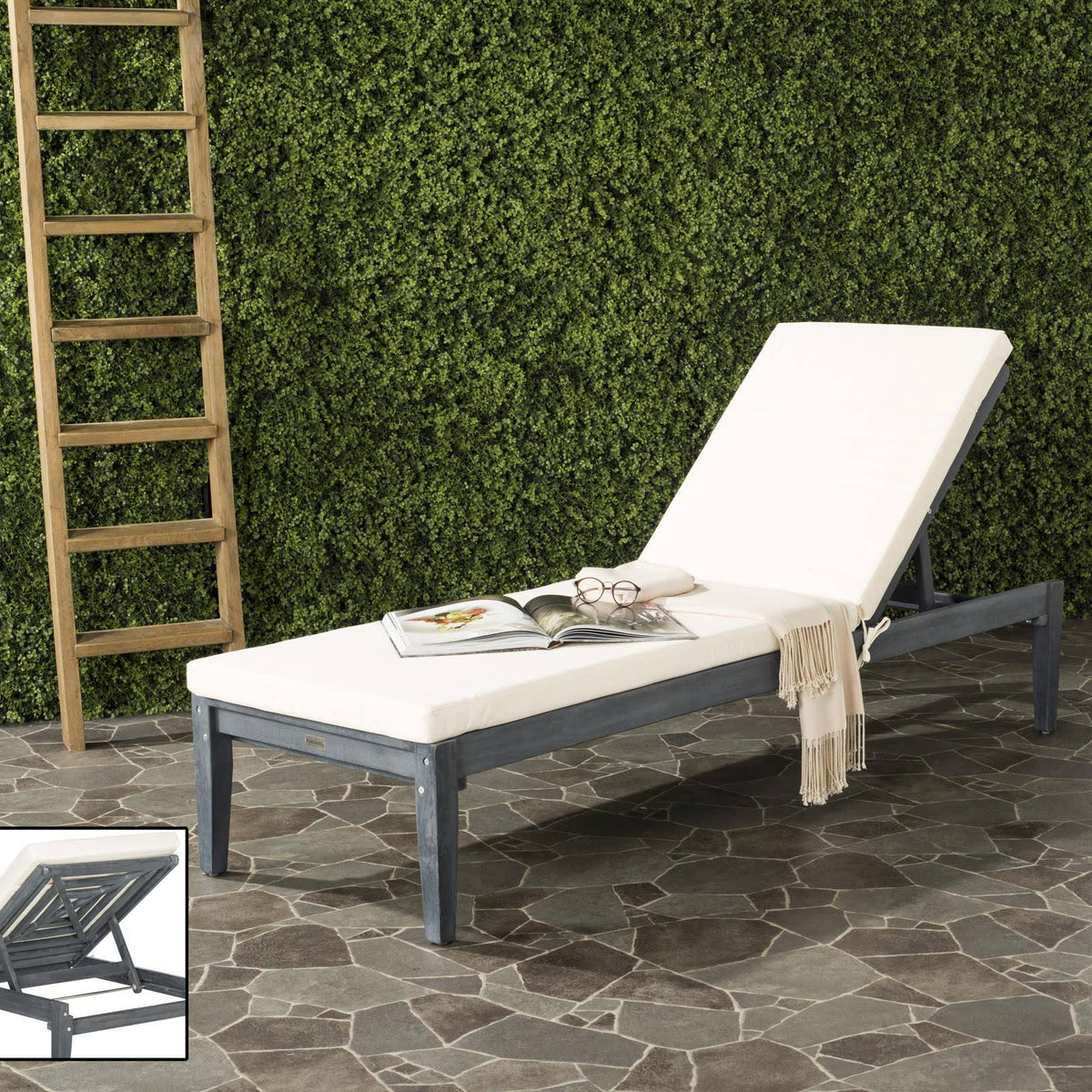Ash Grey Beige Sunlounger G196