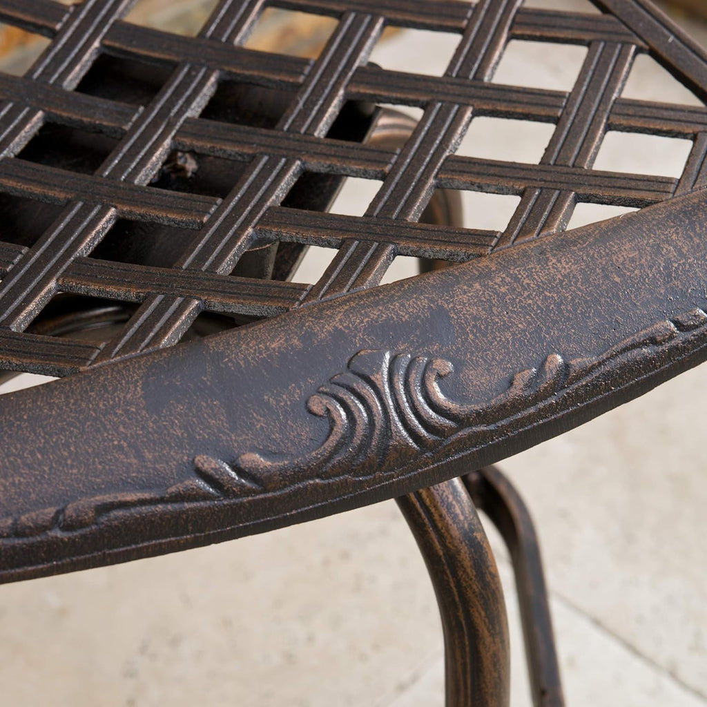 Cast Aluminum Bar Stools, 2-Pcs Set, Shiny Copper I96562