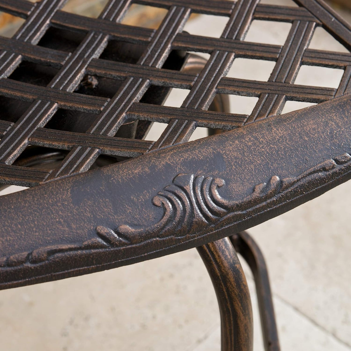Cast Aluminum Bar Stools, 2-Pcs Set, Shiny Copper I96562