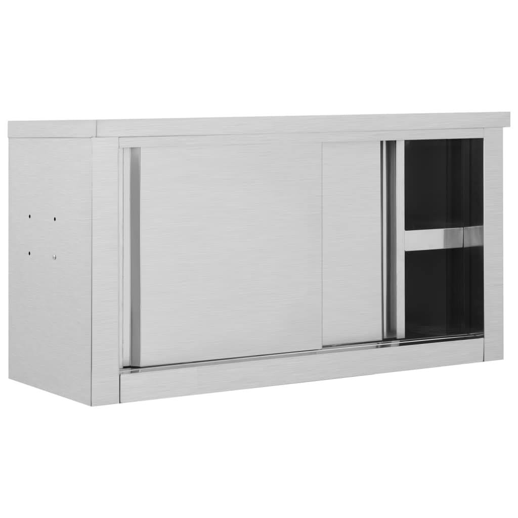 Stainless Steel Kitchen Wall Cabinet with Sliding Doors M118338