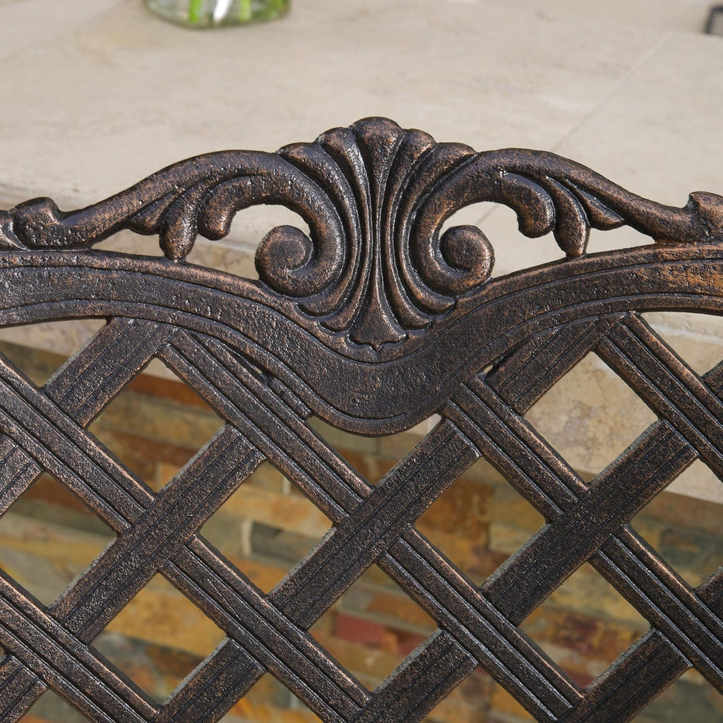 Cast Aluminum Bar Stools, 2-Pcs Set, Shiny Copper I96562