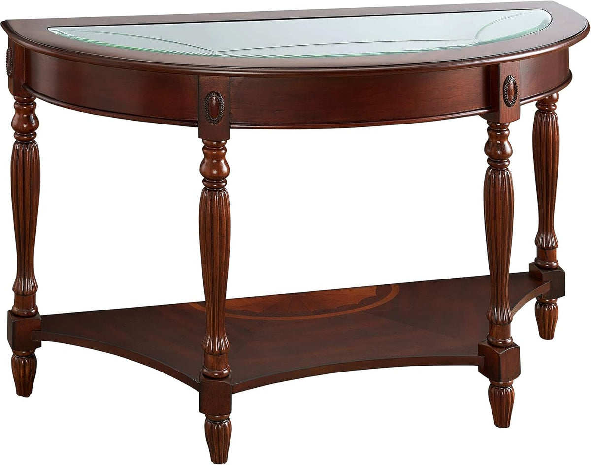 Solid Wood End Table with Tempered Glass E57896