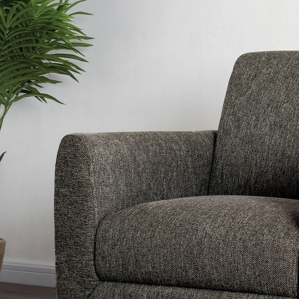 Brown Linen Fabric Padded Armchair R559