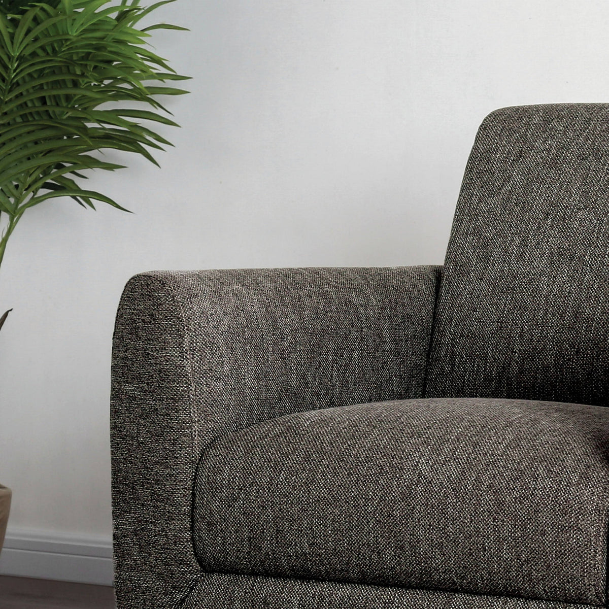 Brown Linen Fabric Padded Armchair R559
