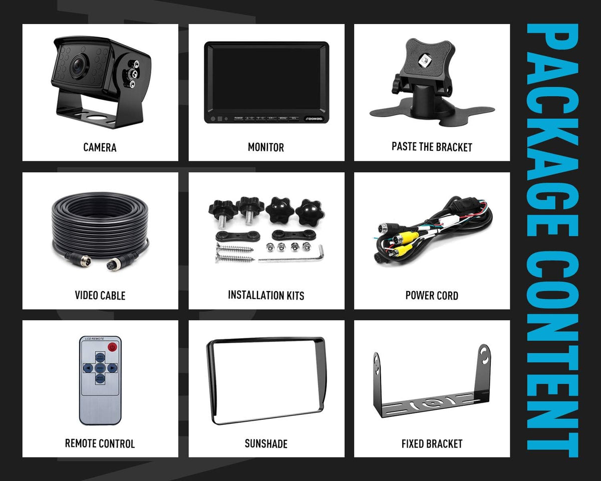 7'' 1080P HD Backup Camera System Kit IP69 Waterproof Rear View Camera Q23058