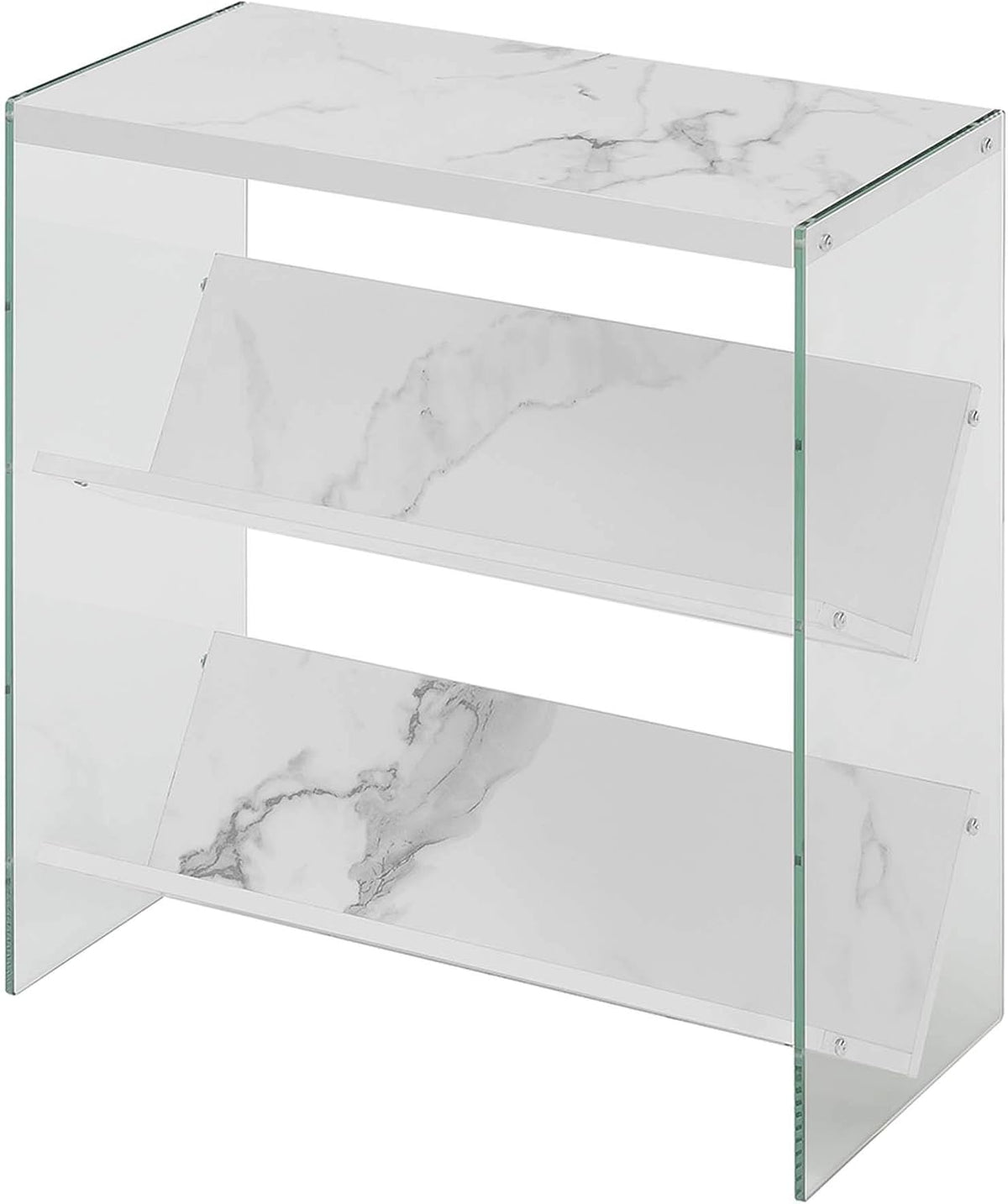 Weathered Gray Glass Bookcase V698269