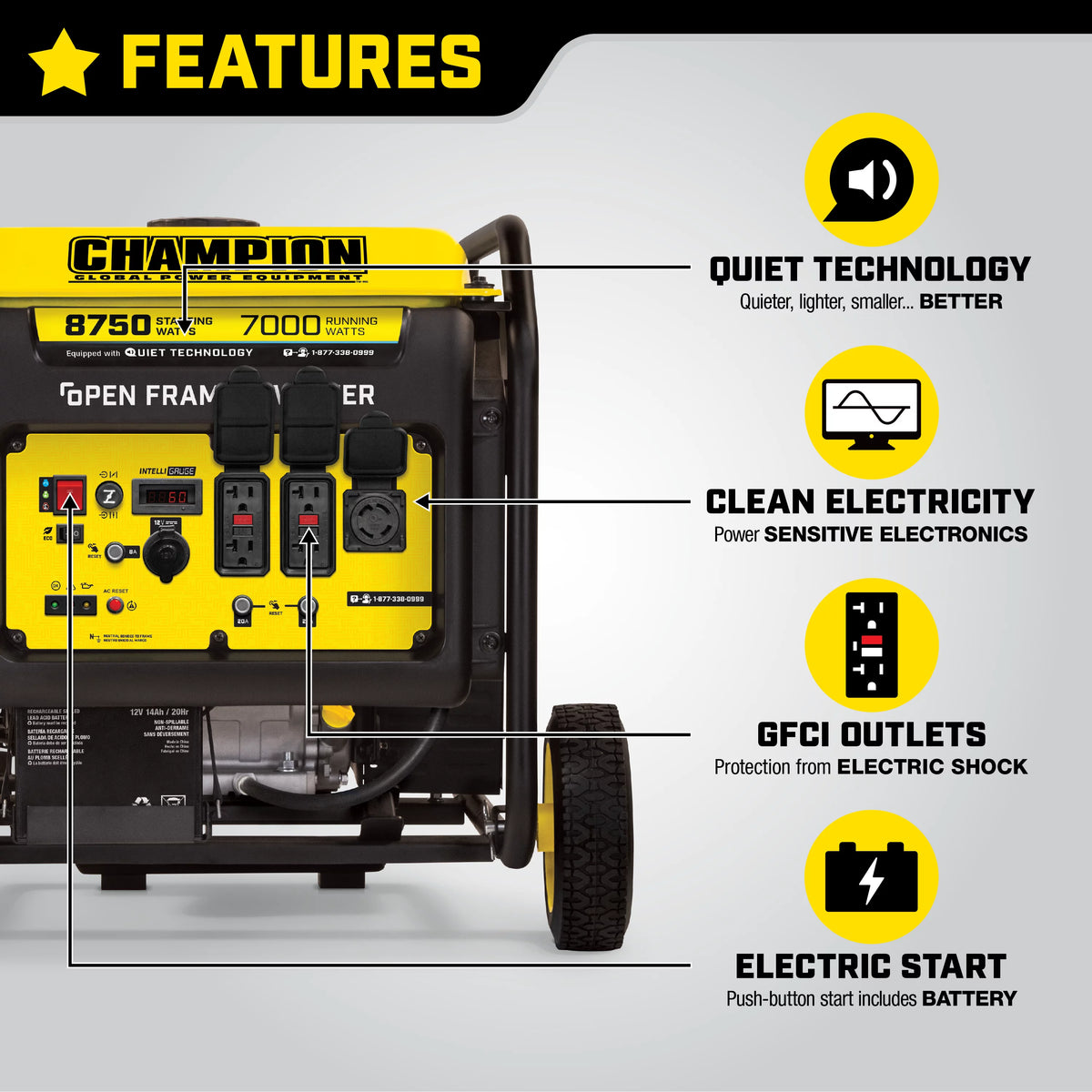 8750-Watt Electric Start Open Frame Inverter K973