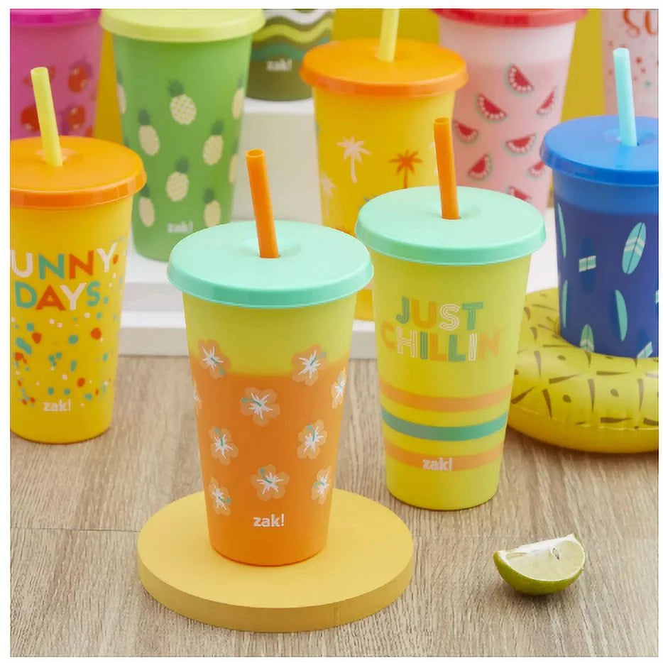 25 oz Tumbler 12-Pack Set with Lids and Straws Q967