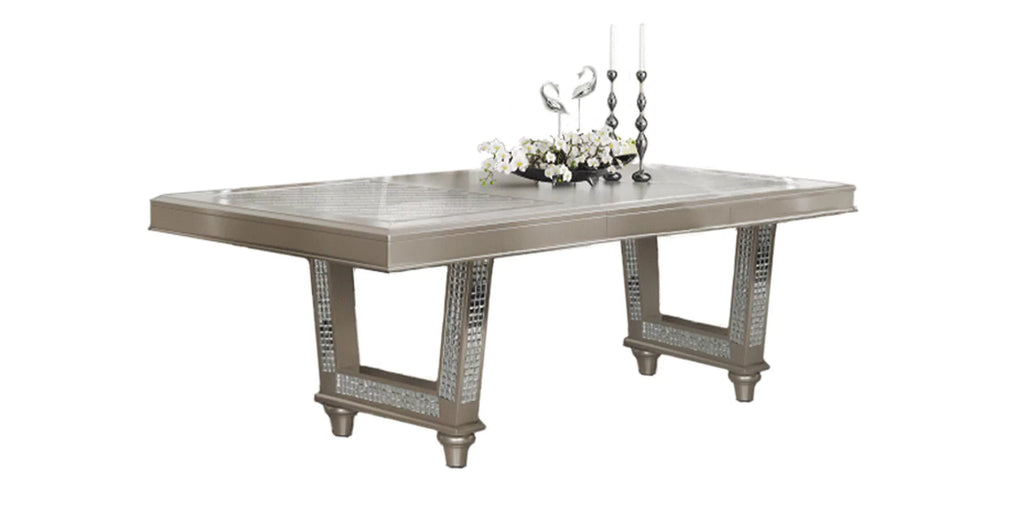 Platinum Mirror Dining Table Set 7 Pcs U1637