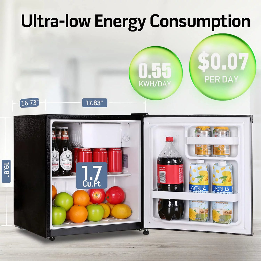 1.6 Cu.Ft Mini Refrigerator with Freezer, Reversible Door, Silver Q3327