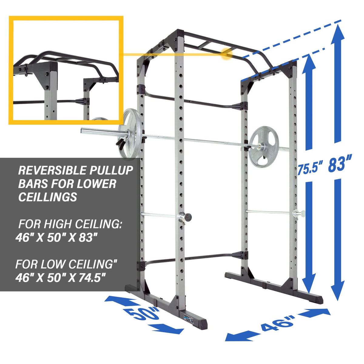 Squat Rack Power Cage with J-Hooks, 800lb Weight Capacity T801