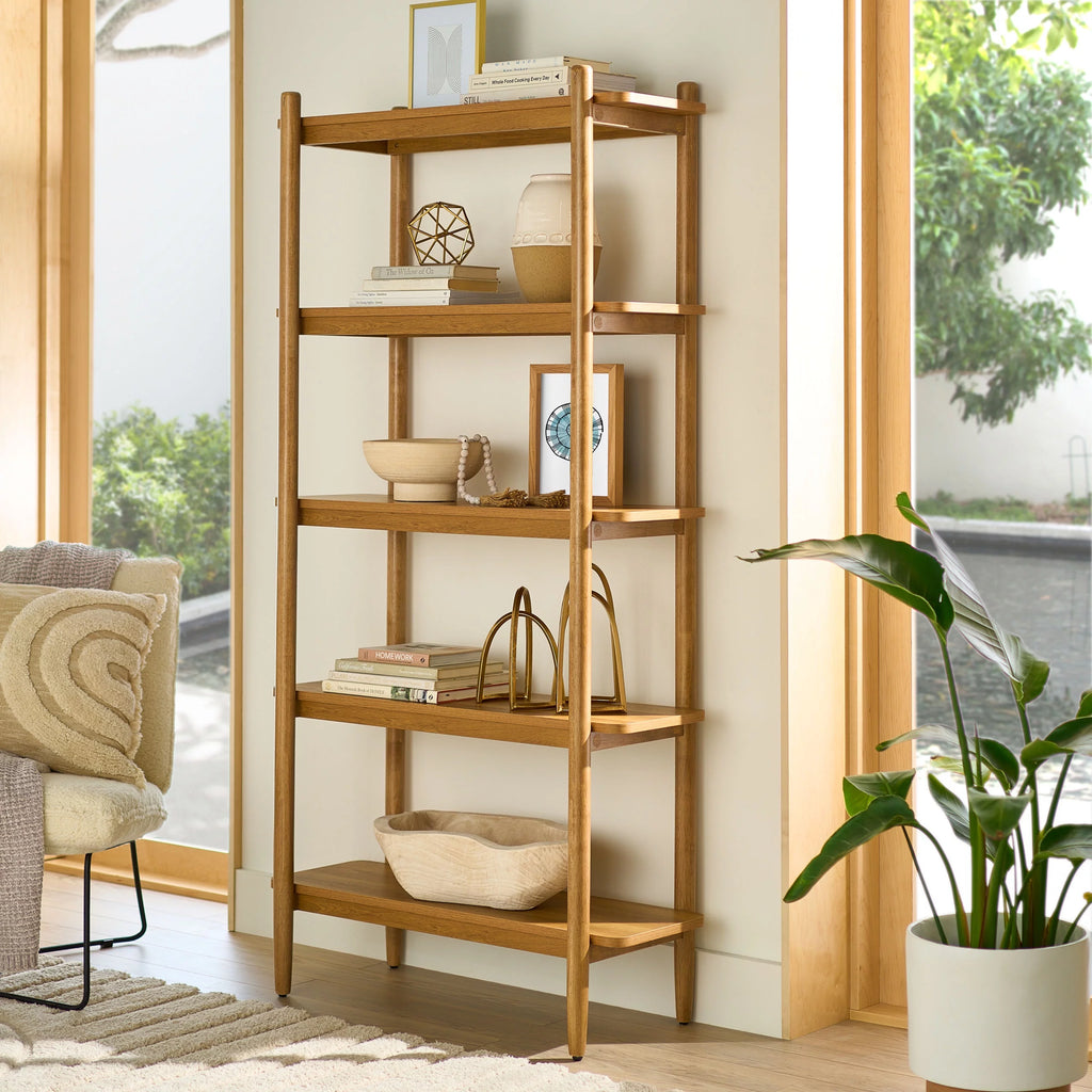 5 Shelf Wood Bookcase S1446