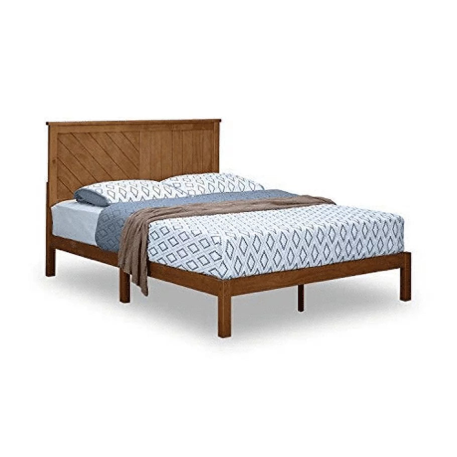 Solid Wood Platform Bed with Headboard King S852