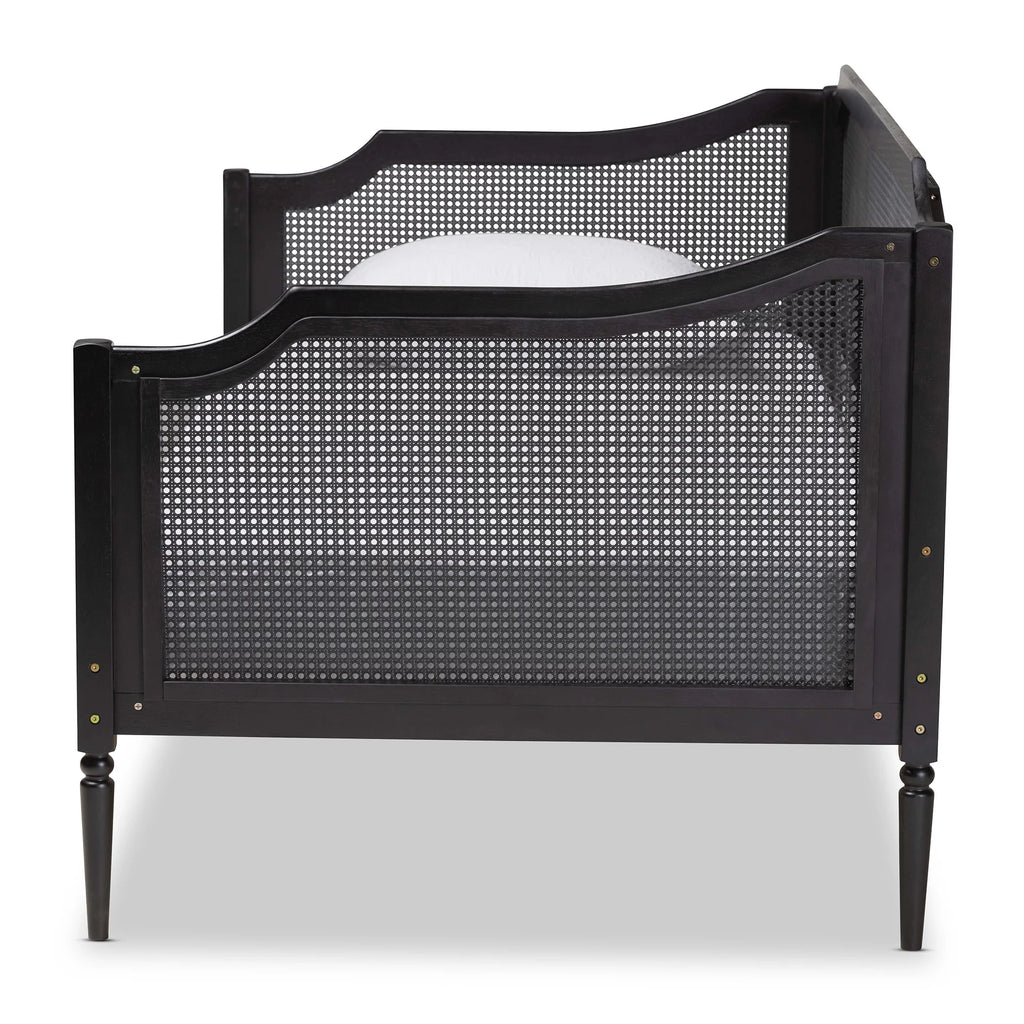 Charcoal Wood and Synthetic Rattan Twin Size Daybed T269623