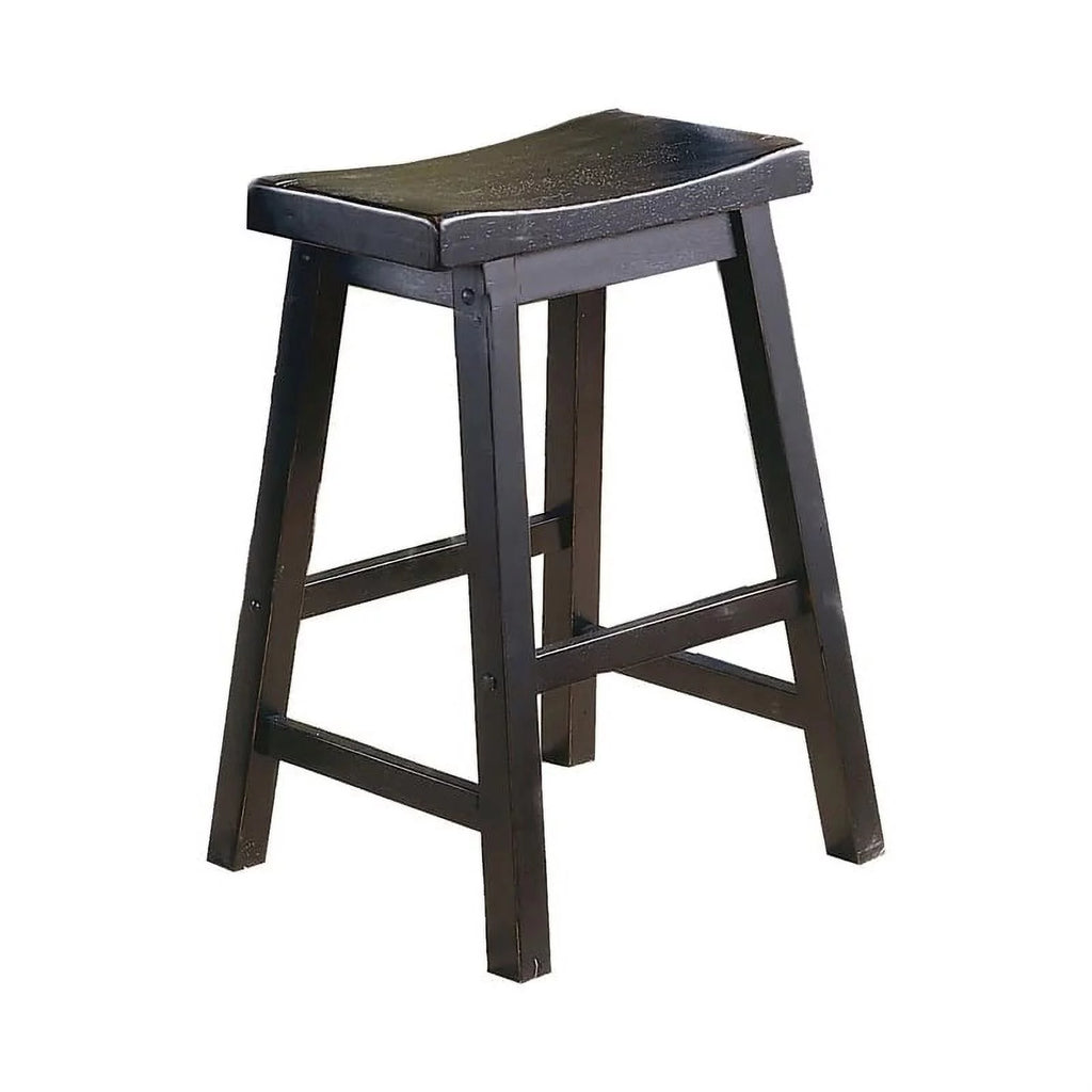 Black Solid Wood Counter Stool Set of 2 L52886