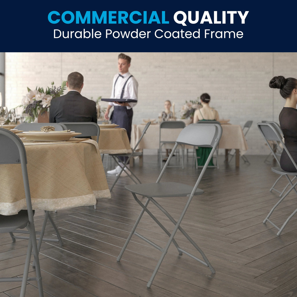Grey Plastic Folding Chair 10 Pack L8640