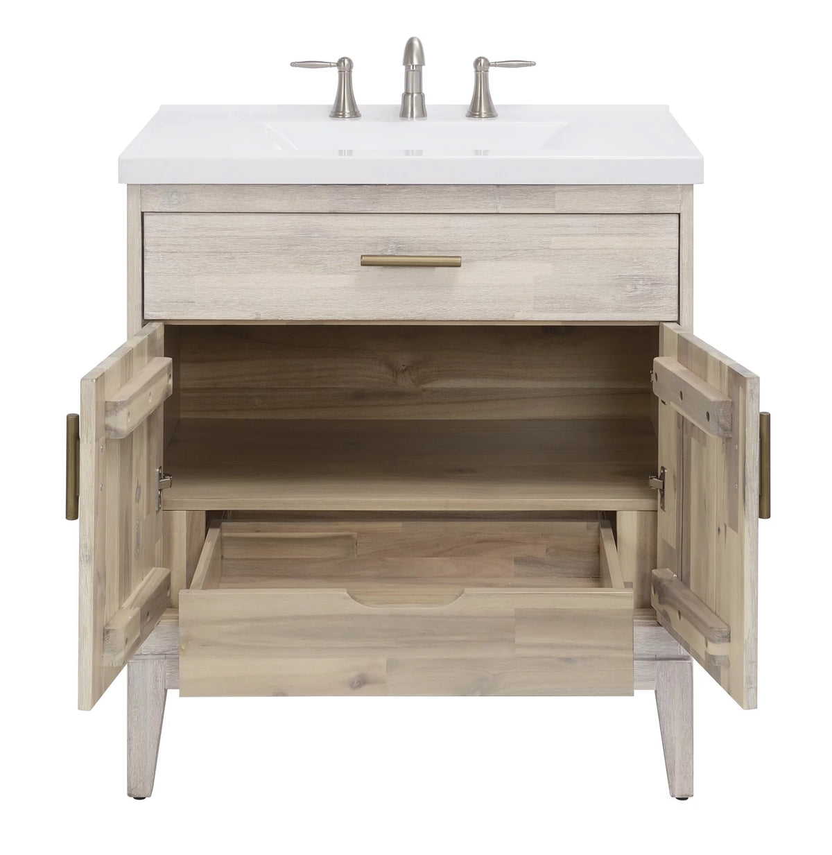 30" Free Standing Hardwood Vanity Cabinet Only Chalky White T753