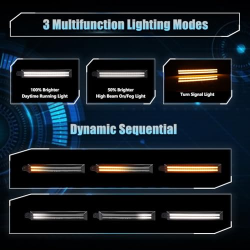 2 PCS White Amber LED Front Side Marker Daytime Running Light J5370
