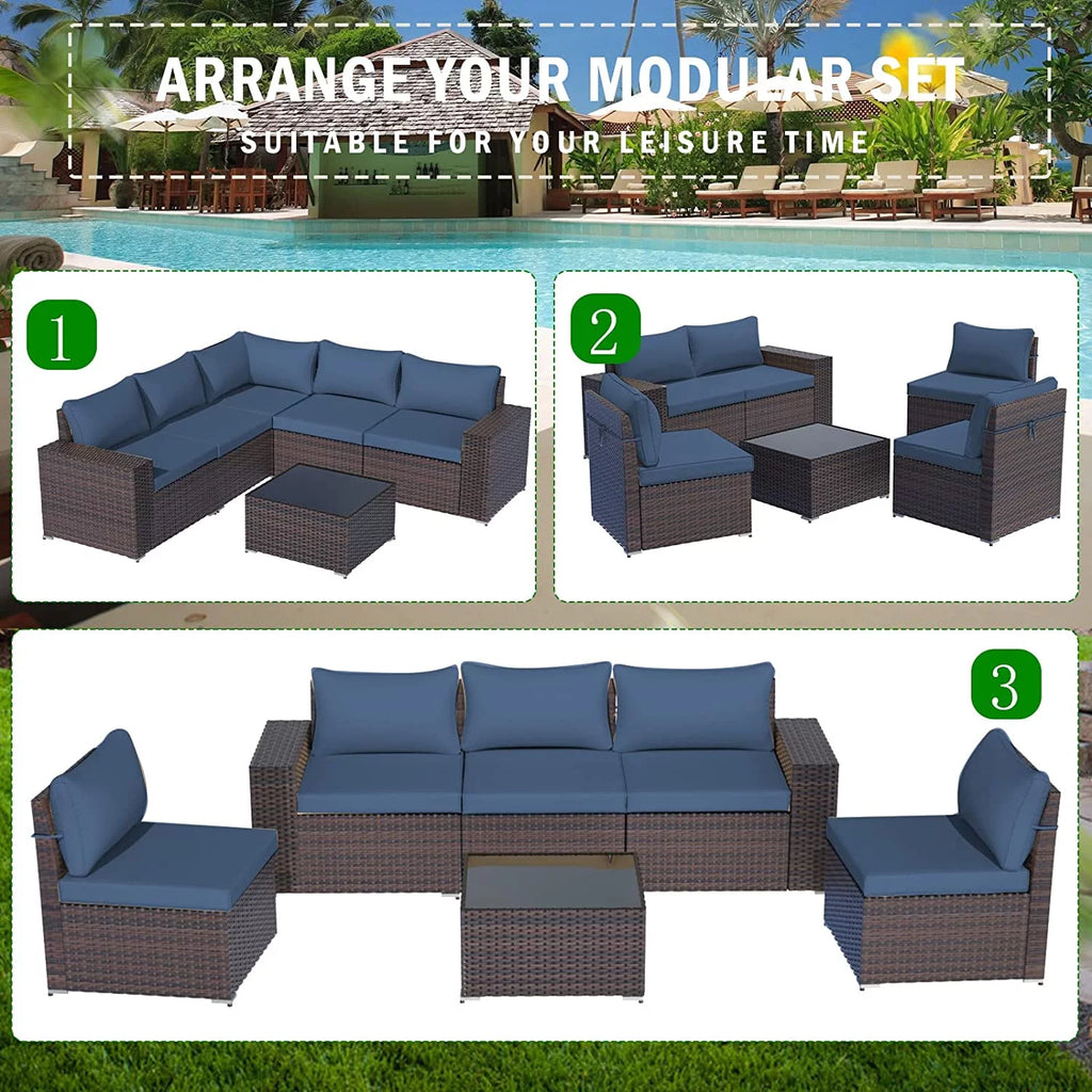 6 Piece PE Rattan Wicker Patio Sofa Set M711