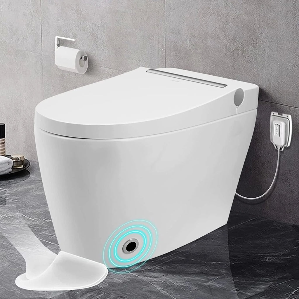 One Piece Tankless Smart Toilet with Foot Sensor Flush E853749