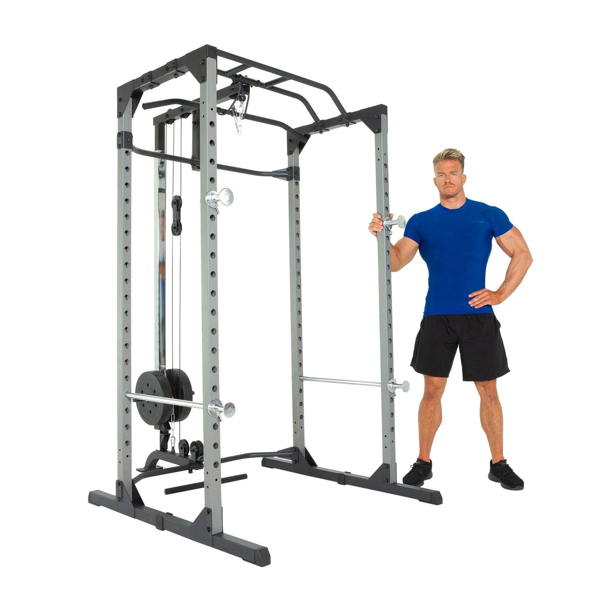 Squat Rack Power Cage with J-Hooks, 800lb Weight Capacity T801