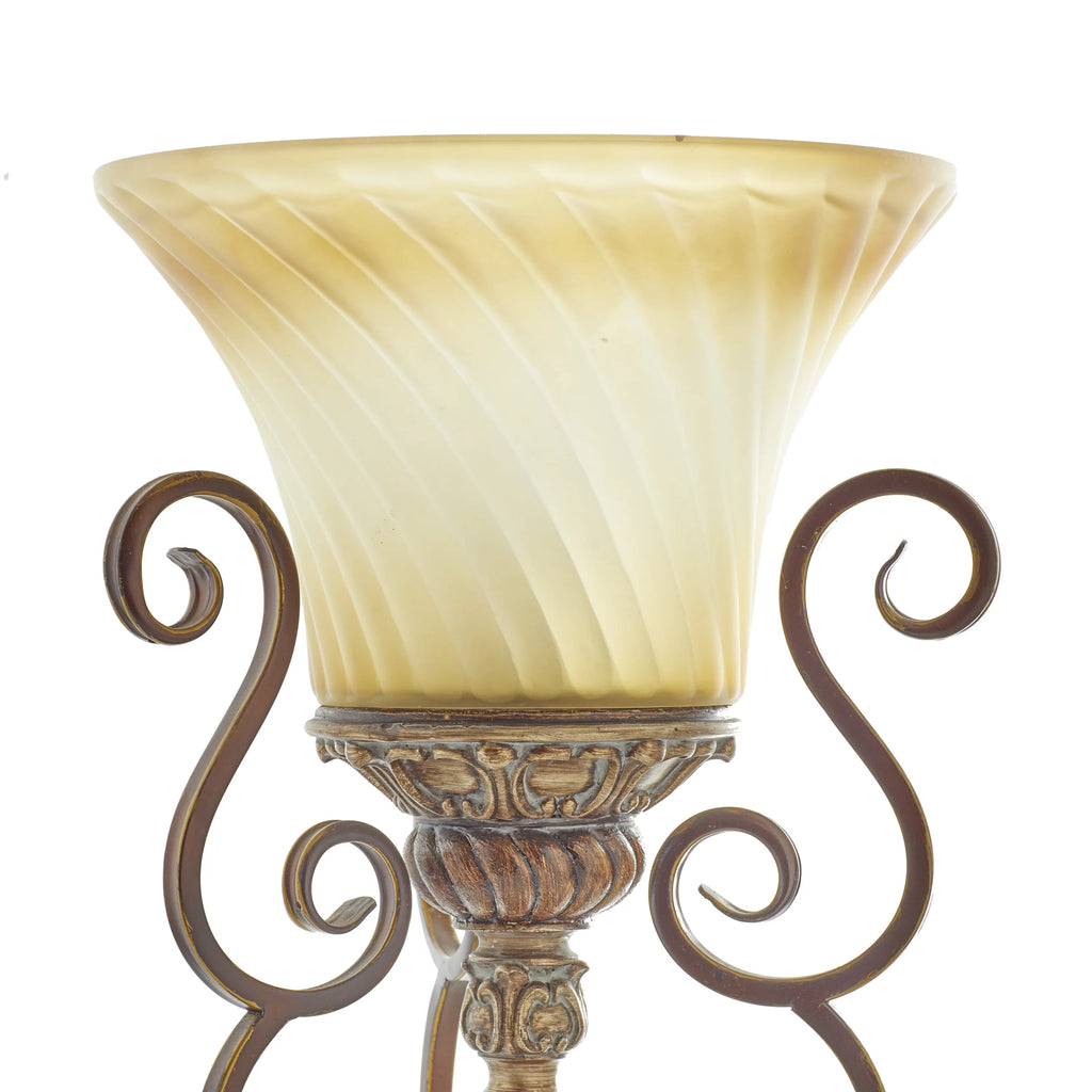 Brown Uplight with Beige Glass Shade, 2 Count V98087