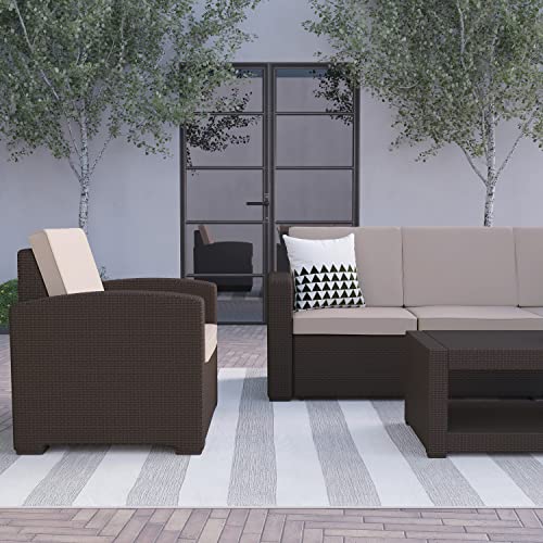 Light Gray Faux Rattan Coffee Table R968309
