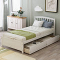 White Wood Platform Storage Bed with Two Drawers and Headboard F109084