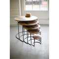 Recycled Wood and Iron Round Display Tables Set of 5 M27751