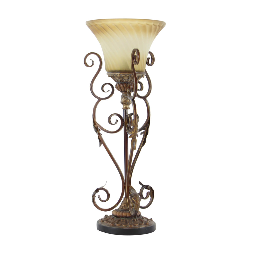 Brown Uplight with Beige Glass Shade, 2 Count V98087