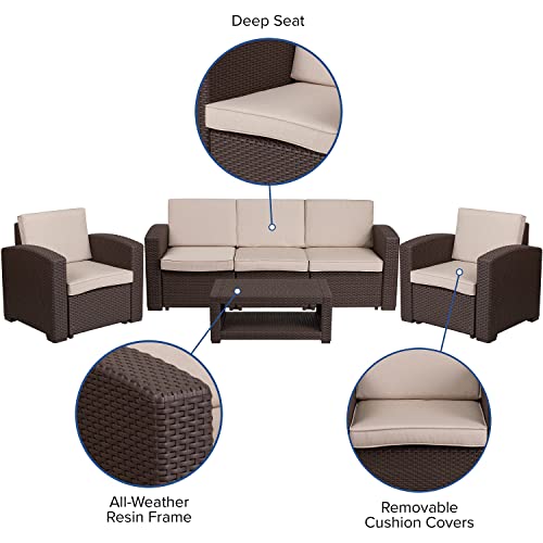Light Gray Faux Rattan Coffee Table R968309