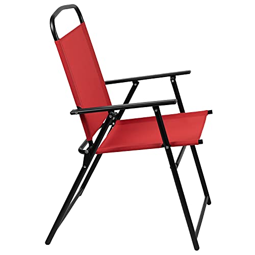 6-Piece Patio Dining Set with Glass Table, Folding Chairs, and Umbrella, Navy U55358