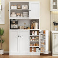 Black Kitchen Pantry Storage Cabinet with Microwave Stand M2893