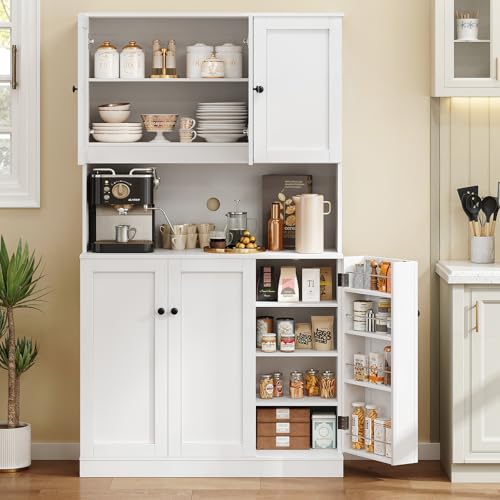 Black Kitchen Pantry Storage Cabinet with Microwave Stand M2893