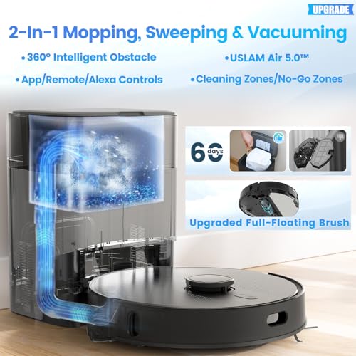 Robot Vacuum and Mop Combo, Self-Emptying, 180mins Runtime, Home Mapping W2333