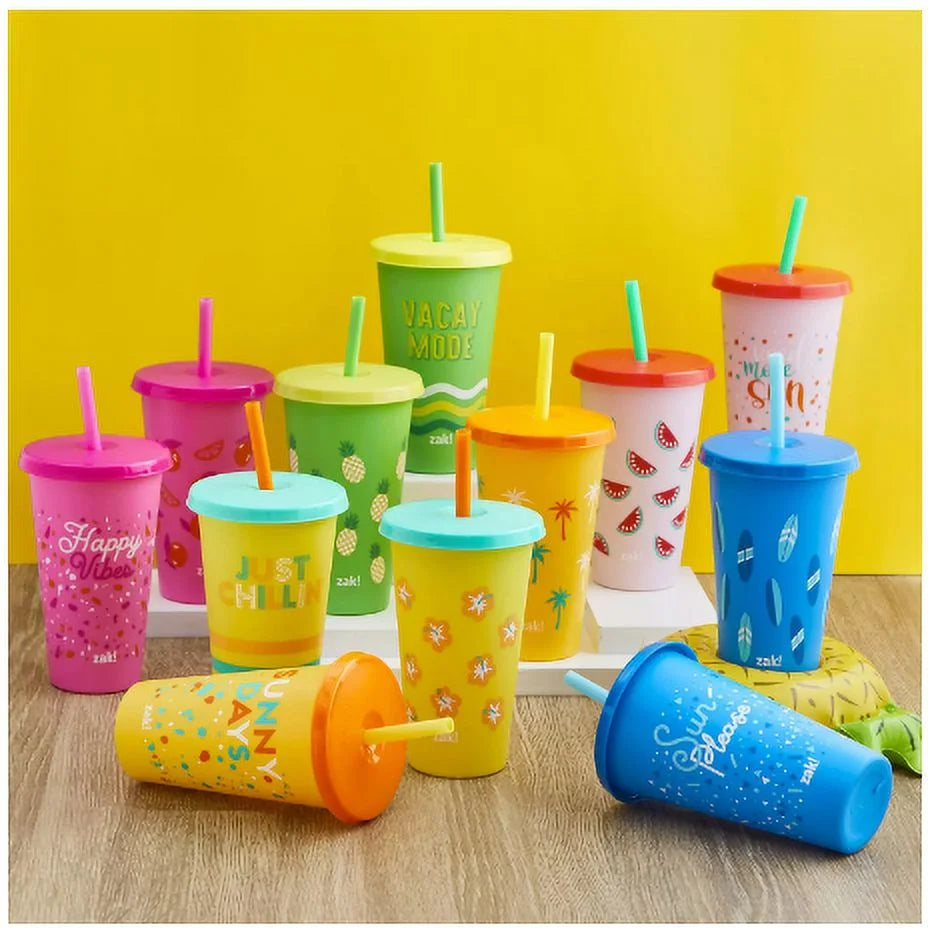 25 oz Tumbler 12-Pack Set with Lids and Straws Q967