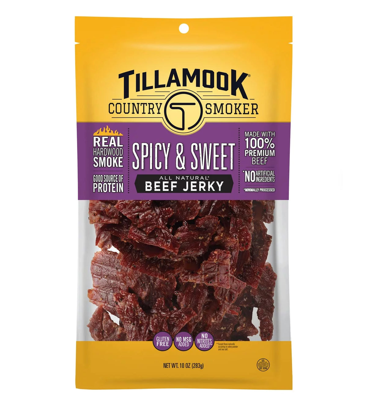 Spicy & Sweet Hardwood Smoked Beef Jerky, 10 Ounce P508