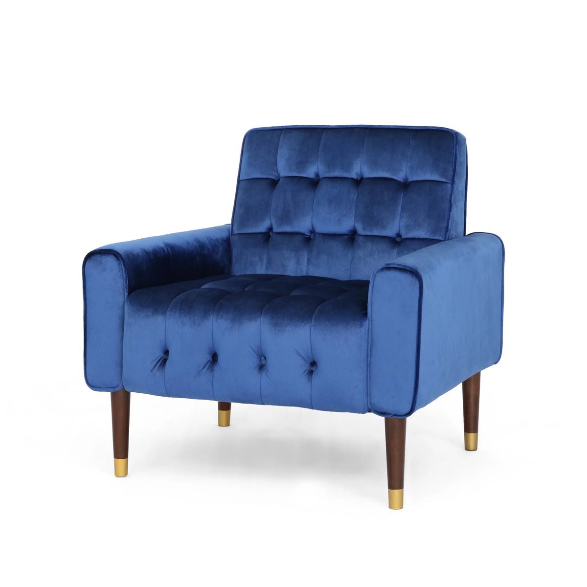 Navy Blue Velvet Tufted Armchair S708893