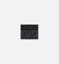 Black Oblique Jacquard and Grained Calfskin Card Holder J335656