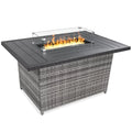 52in Wicker Propane Gas Fire Pit Table 50,000 BTU with Glass Wind Guard Z924