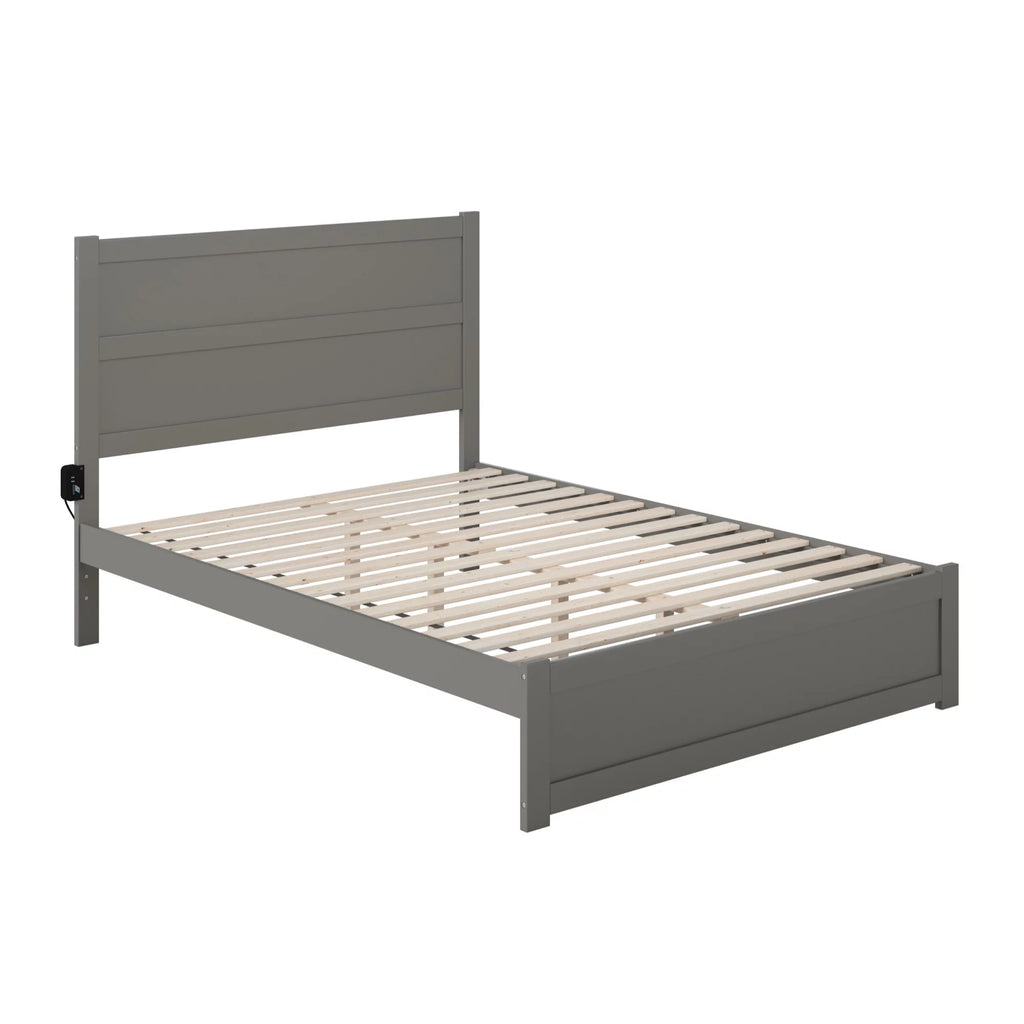 Queen Wood Bed with Footboard and USB Charger in Gray E144448